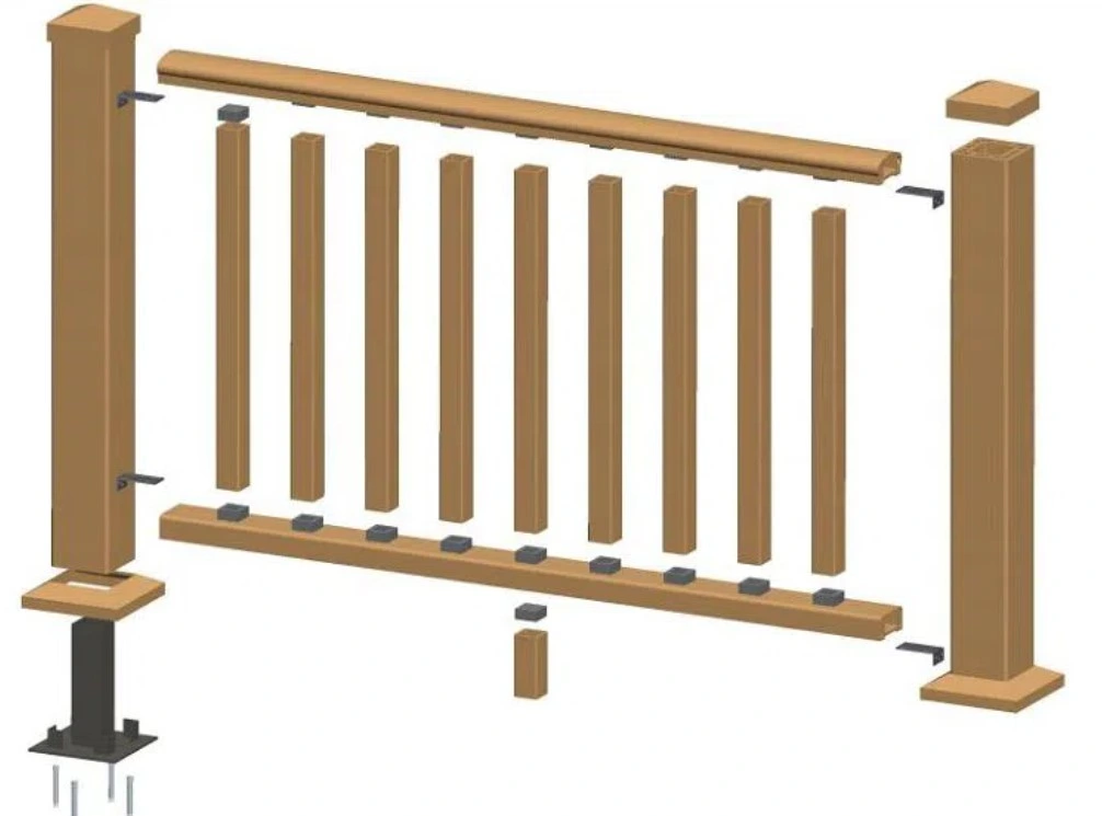 WPC Railing Wood-Plastic Composite Material High Strength Handrail