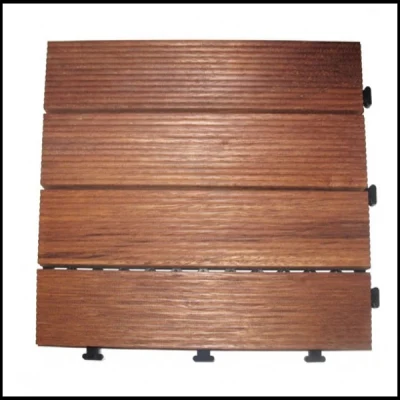 Azulejo de deck Merbau ranhurado/ladrilho de piso DIY/ladrilho de piso de madeira externo para jardim/varanda/banheiro