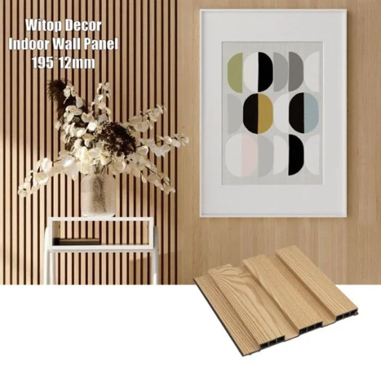 Placa de cobertura composta de madeira de plástico para interior Lambris Vinil Madeira Decorativo Revestimento canelado 3D Painel de parede PVC WPC